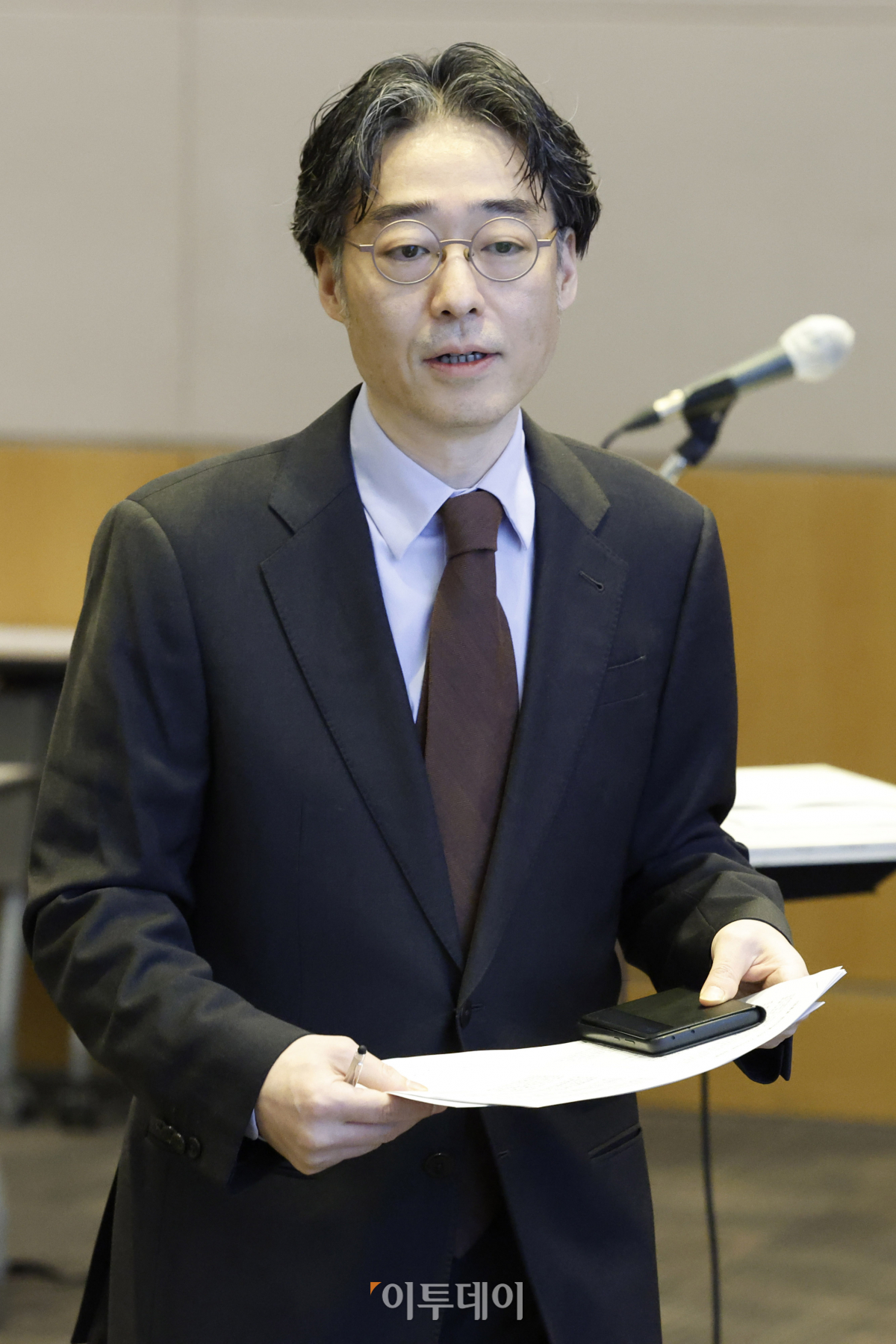 ▲임종윤 한미약품 사장이 21일 서울 영등포구 FKI타워 컨퍼런스센터에서 기자간담회에 참석하고 있다. 조현호 기자 hyunho@