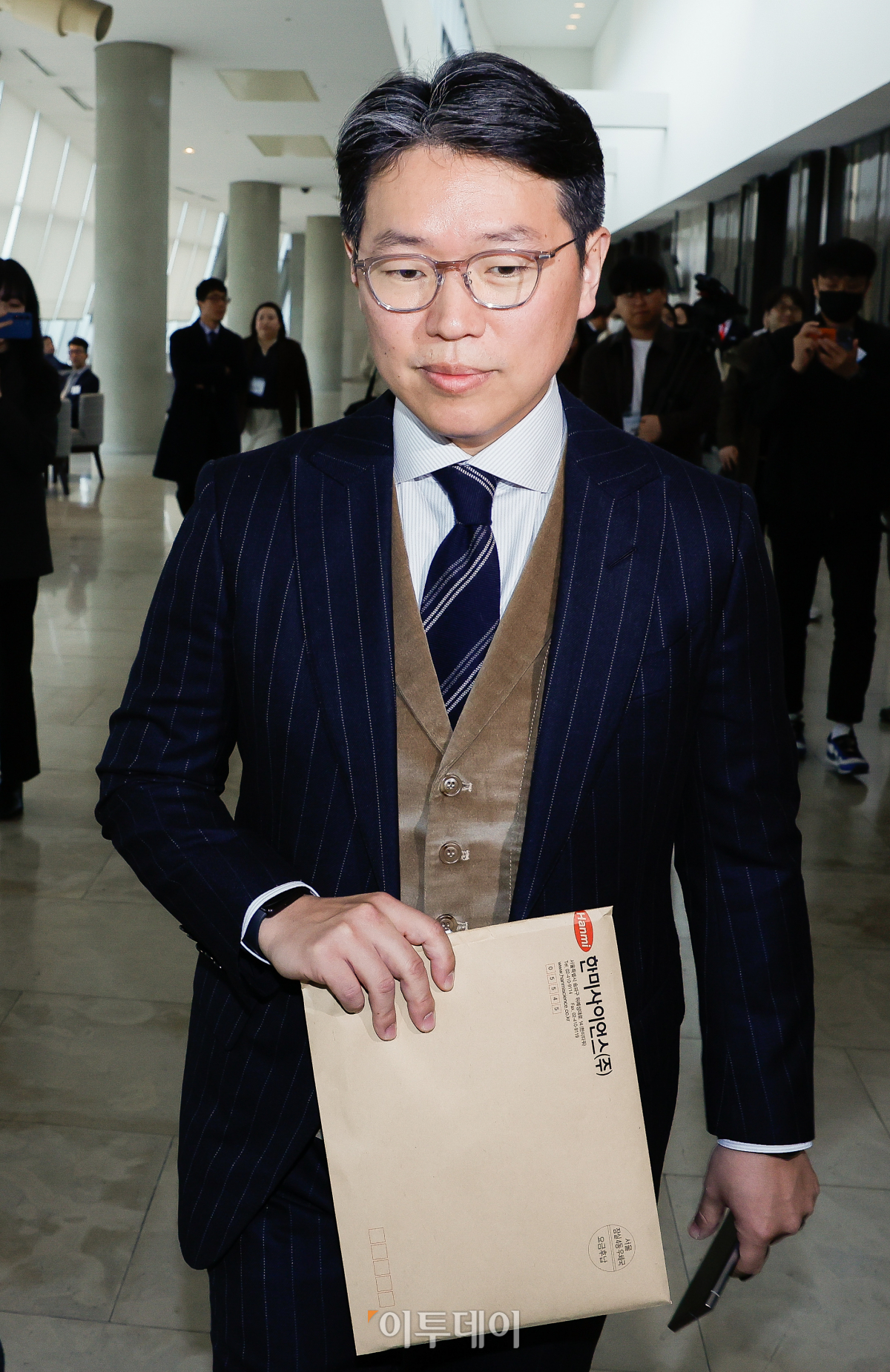 ▲임종훈 한미정밀화학 대표가 28일 경기 화성시 신텍스(SINTEX)에서 열린 제51기 한미사이언스 정기주주총회에 참석하고 있다. 조현호 기자 hyunho@