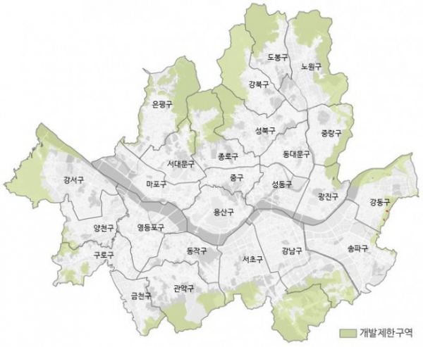 ▲서울시 개발제한구역(그린벨트) 지도 (자료제공=서울시)