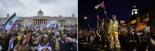 ▲영국 사회에서 이스라엘(왼쪽)과 무슬림(오른쪽) 사이의 갈등이 증폭되자 사회 문제로 불거졌다. 영국 정부를 이를 해결하기 위해 증오범죄에 대한 대응을 강화하기로 했다. AFPㆍ로이터/연합뉴스 