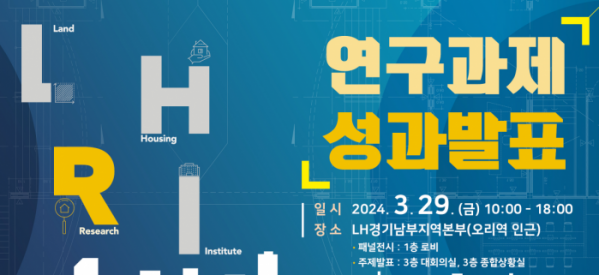 ▲LH토지주택연구원, 2023년 연구과제 성과발표회 포스터. (자료제공=LH)