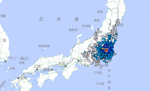 ▲일본 지진 발생 위치. 출처 일본 기상청