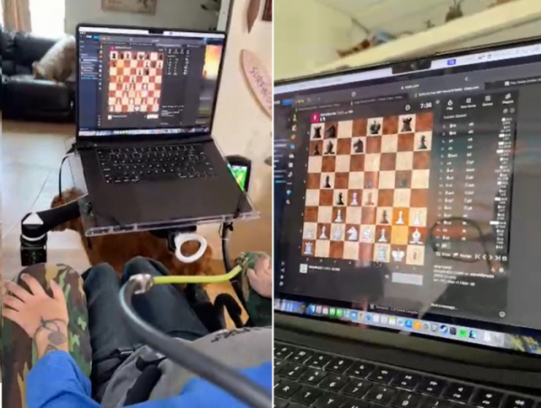 ▲뉴럴링크는 20일(현지시간) X(구 트위터)에 사지 마비 환자가 생각만으로 체스를 즐기는 영상을 공개했다. (사진출처=뉴럴링크 X 화면 갈무리)