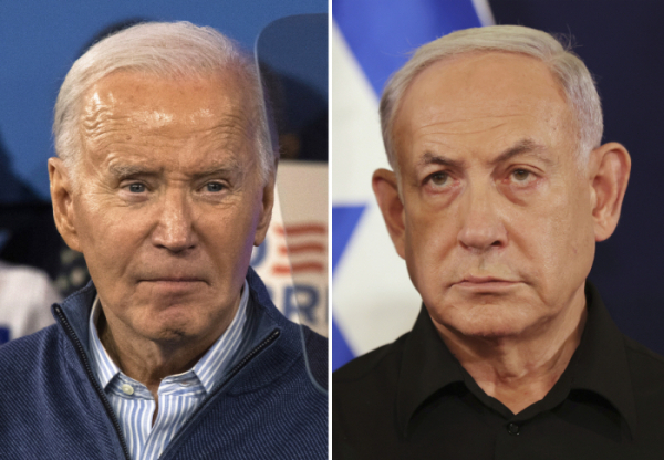 ▲조 바이든(왼쪽) 미국 대통령과 베냐민 네타냐후 이스라엘 총리. AP연합뉴스