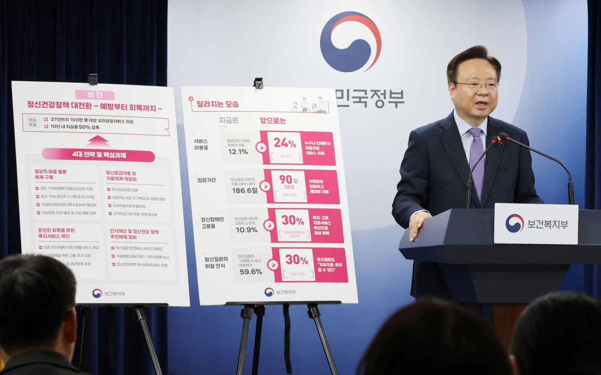 ▲조규홍 보건복지부 장관이 지난해 12월 5일 서울 종로구 정부서울청사에서 정신건강정책 혁신방안 발표를 하고 있다.  (뉴시스)