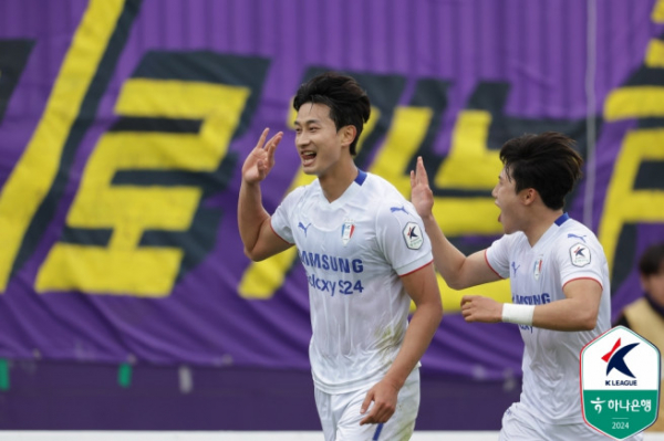 ▲기뻐하는 수원의 김현 (한국프로축구연맹 제공/연합뉴스)