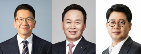 ▲(왼쪽부터) 최창원 수펙스추구협의회 의장, 장용호 SK(주) CEO, 박상규 SK이노베이션 CEO (사진제공=SK)