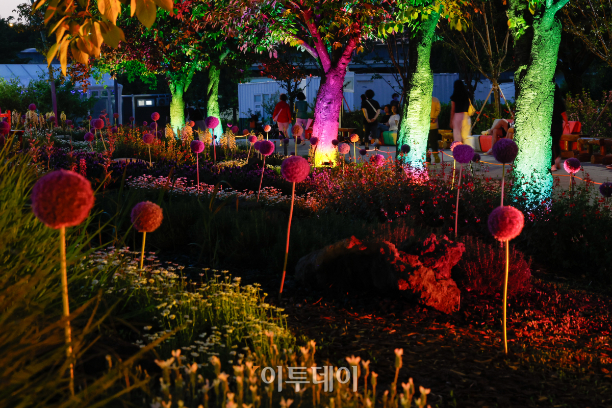 ▲23일 서울 광진구 뚝섬한강공원에서 열린 2024 서울국제정원박람회를 찾은 시민들이 즐거운 시간을 보내고 있다. 행사 닷새 만에 100만 명이 넘는 관람객이 찾은 정원박람회는 10월 8일까지 계절에 맞는 꽃들로 변화하며 진행한다. 조현호 기자 hyunho@