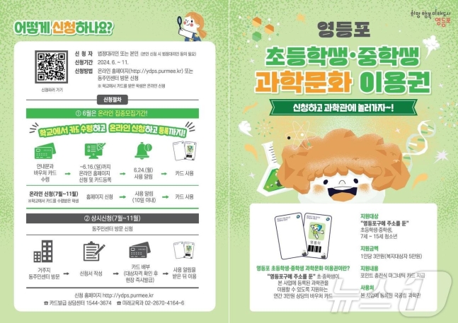 ▲영등포구 과학문화 이용권. (자료제공=영등포구)