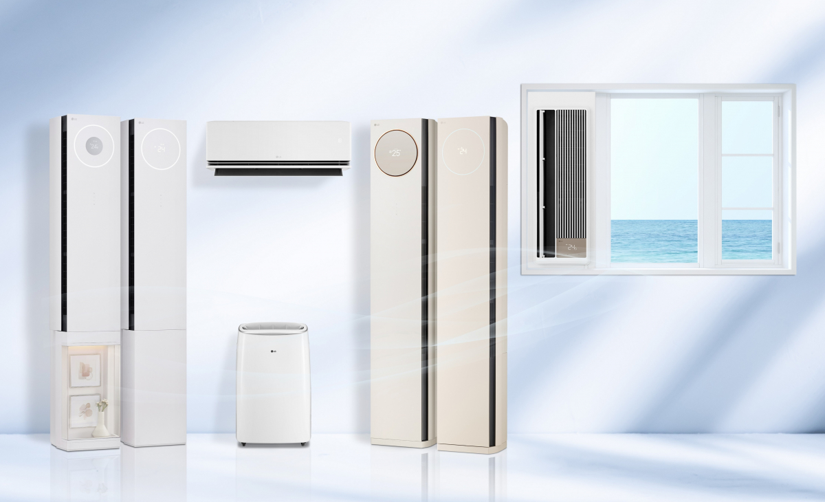 ▲LG전자가 다양한 고객의 라이프스타일에 맞춰 선택하는 공감지능(AI) 에어컨 풀 라인업을 앞세워, 본격적인 AI 에어컨 시대를 선도한다. LG전자 휘센 에어컨 라인업 모습. (사진제공-LG전자)