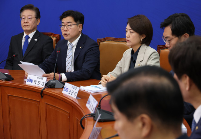 ▲더불어민주당 박찬대 원내대표가 7일 국회에서 열린 최고위원회의에서 발언을 하고 있다. (연합뉴스)