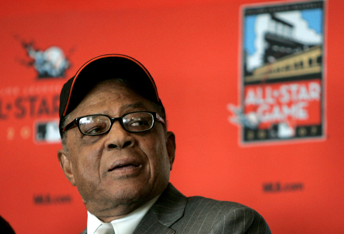 ▲윌리 메이스가 2007년 4월 18일 캘리포니아주 샌프란시스코에서 열린 올스타전 기자회견에 참석하고 있다. 샌프란시스코(미국)/로이터연합뉴스