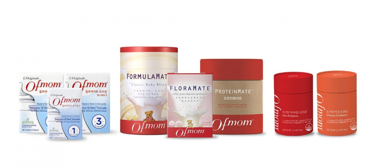 ▲왼쪽부터 오브맘 액상분유, 메이트 시리즈, 다이어트유산균. (사진제공=디엑스앤브이엑스)