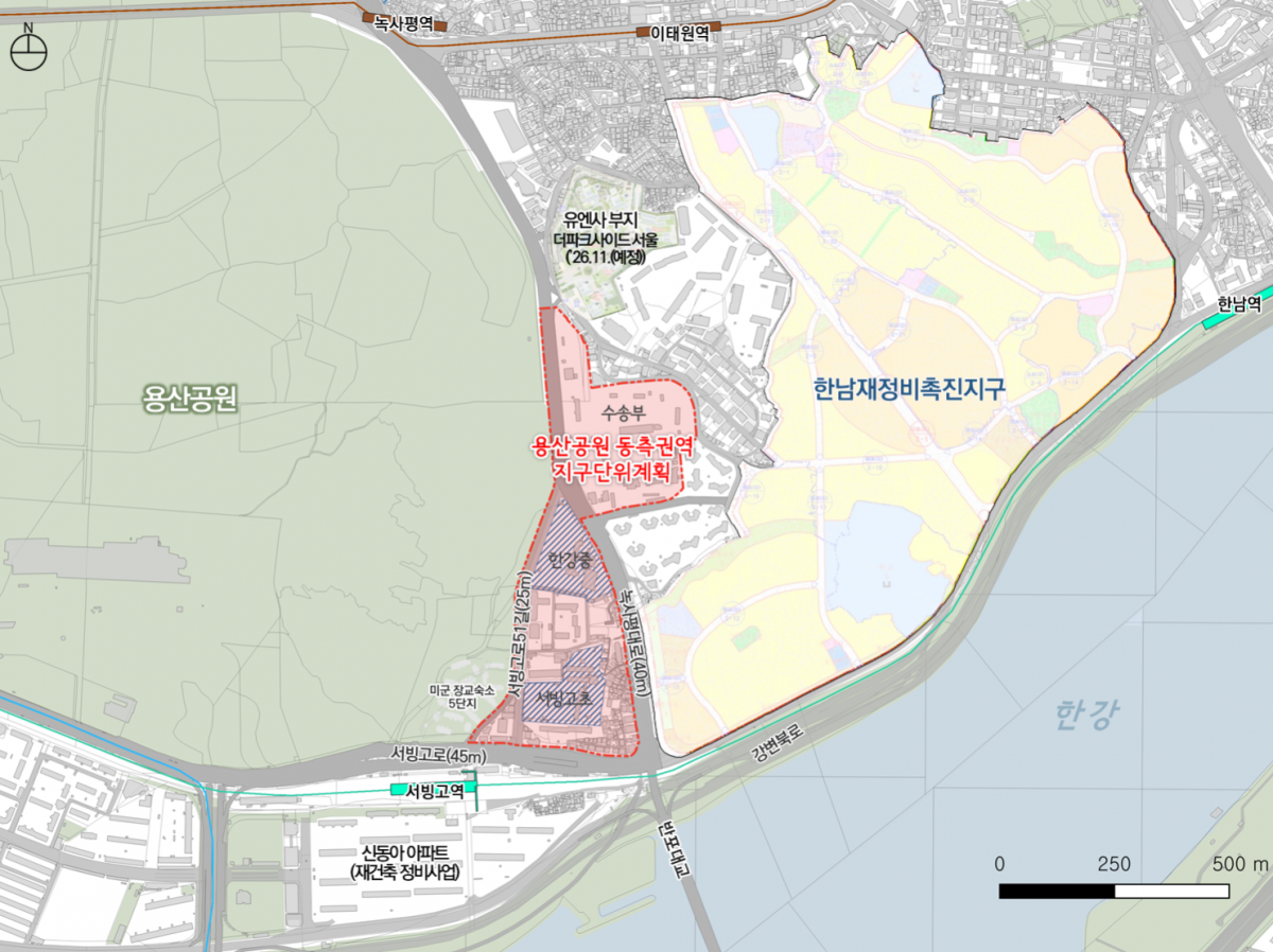 ▲용산공원 동측권역 위치도. (자료제공=서울시)