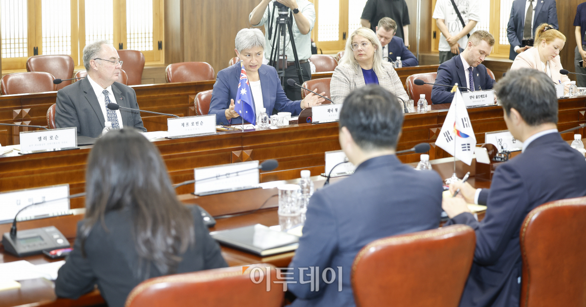 ▲페니 웡 호주 외교장관이 30일 서울 종로구 외교부 청사에서 열린 한-호주 외교장관 회담에서 모두발언을 하고 있다. 조현호 기자 hyunho@