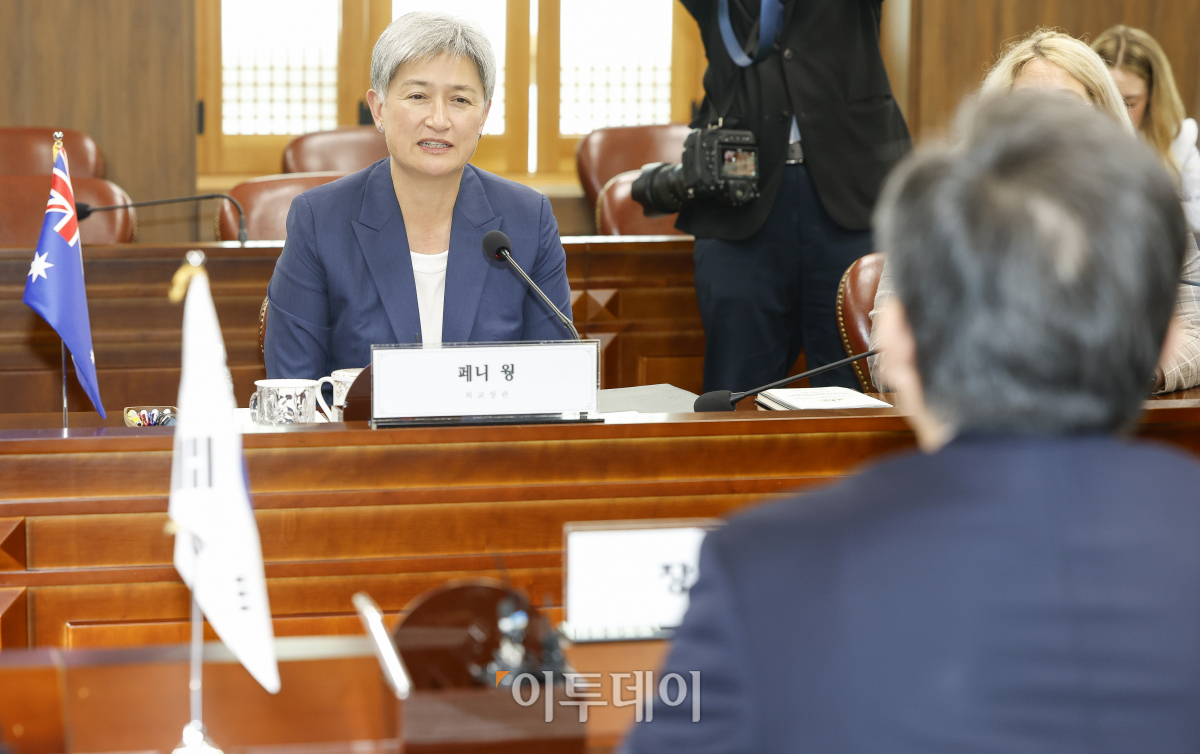 ▲페니 웡 호주 외교장관이 30일 서울 종로구 외교부 청사에서 열린 한-호주 외교장관 회담에서 모두발언을 하고 있다. 조현호 기자 hyunho@