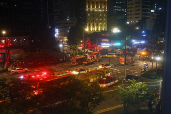 ▲1일  서울 시청역 인근 교차로 인근에서 대형 교통사고가 발생, 현장이 통제되고 있다. (연합뉴스)