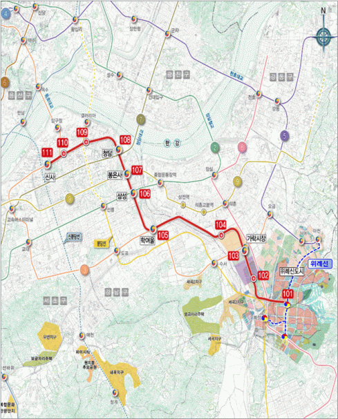 ▲ 위례신사선 도시철도 노선도. (자료 제공 = 서울시)