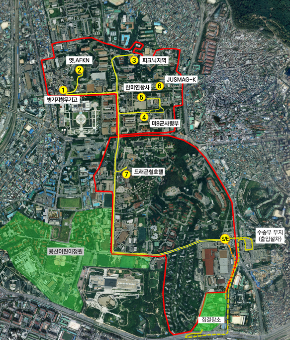 ▲용산기지 버스투어 계획도. (자료제공=국토교통부)