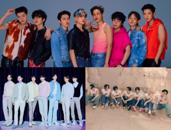 ▲엑소, 방탄소년단, 엔하이픈(사진제공=각소속사)