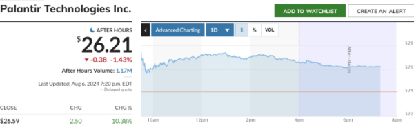 ▲팔란티어테크놀로지스 주가. 출처 마켓워치