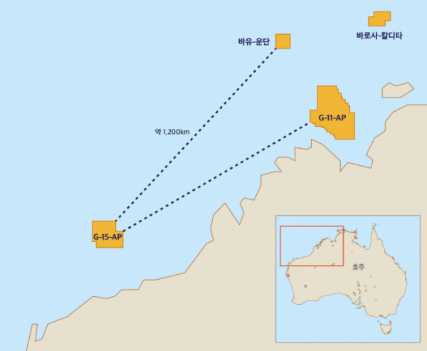 ▲호주 북부 해상 카나르본 분지 G-15-AP 광구 위치 (제공=SK이노베이션)