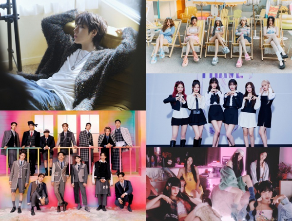 ▲지코, 세븐틴, (여자)아이들, 아이브, 르세라핌(사진 = 각 소속사 제공)