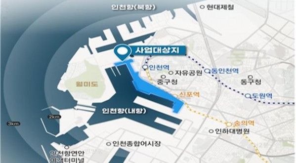 ▲인천항 내항 1‧8부두 항만재개발 사업 위치 (사진제공=해양수산부)