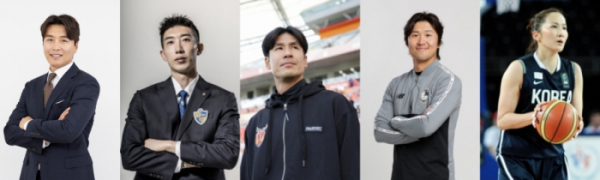 ▲이동국, 조현우, 정조국, 이호, 신정자(사진제공=tvN, 울산HD, 서울이랜드FC)