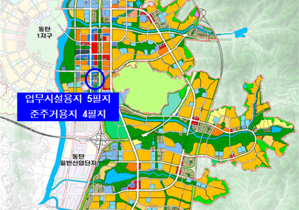 ▲화성시 동탄역 인근 토지 위치도. (LH 경기남부지역본부)