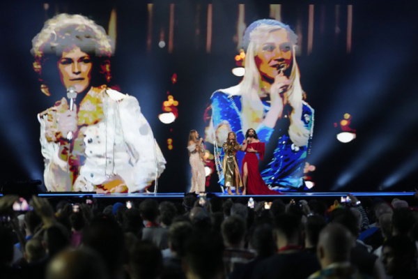 ▲Charlotte Perrelli, Carola and Conchita Wurst perform a tribute to ABBA, during the Grand Final of the Eurovision Song Contest in Malmo, Sweden, Saturday, May 11, 2024. (AP Photo/Martin Meissner)