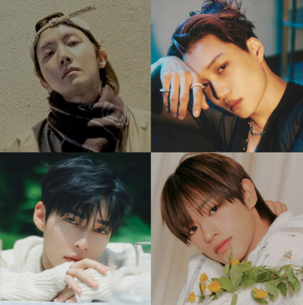▲방탄소년단 제이홉, 엑소 카이, 제로베이스원 성한빈, 넥스지 세이타(사진=각 소속사)