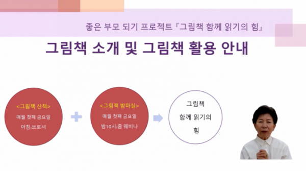 ▲이기숙 부영그룹 상임고문이 실시한 비대면 부모교육의 한 장면. (자료제공=부영그룹)