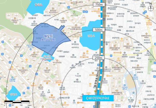 ▲동작구 사당동 63-1 일대 위치도. (자료제공=서울시)