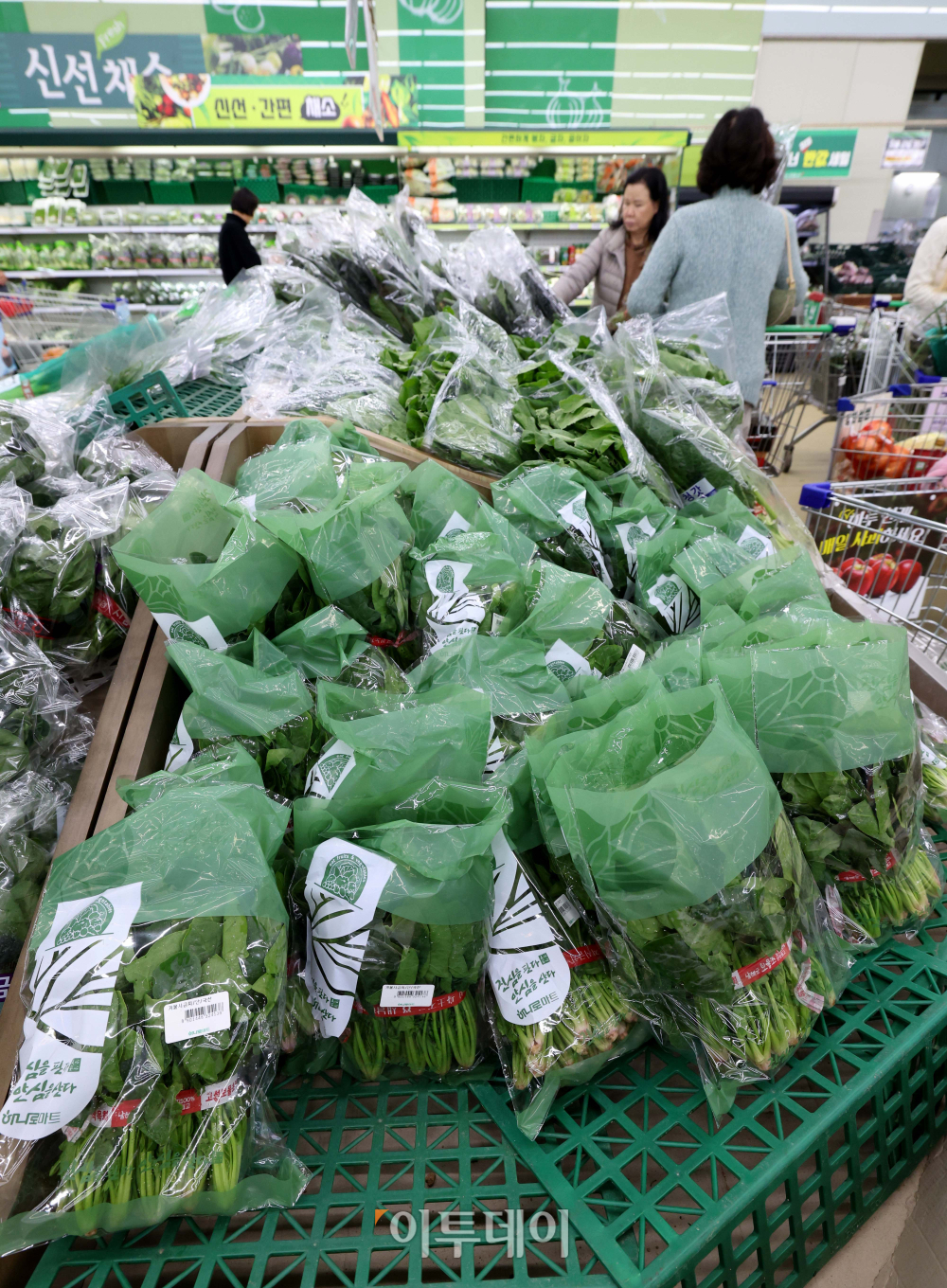 ▲서울의 한 대형마트에서 시민들이 농산물을 살펴보고 있다. 신태현 기자 holjjak@ (이투데이DB)