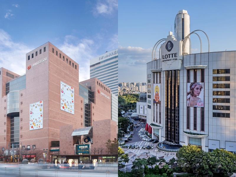 ▲사진 왼쪽부터 신세계백화점 강남점, 롯데백화점 잠실점 (사진제공=각 사)