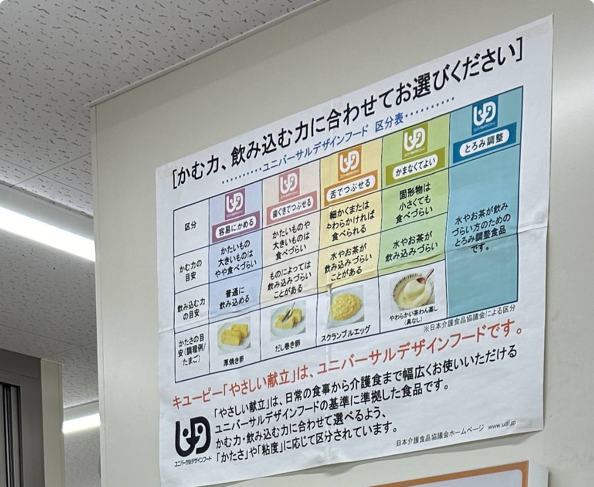▲일본 도쿄의 한 편의점에 유니버셜디자인푸드(UDF) 구분표가 붙어있다. (사진=연희진 기자)
