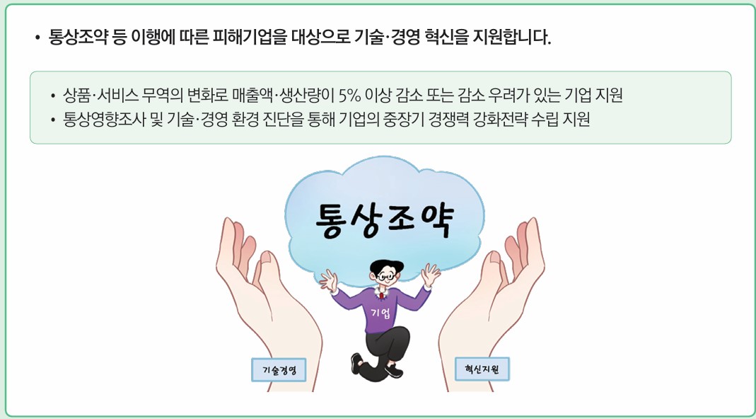▲통상조약 등에 따른 피해기업 대상 기술·경영 혁신 지원 (자료제공=기획재정부)