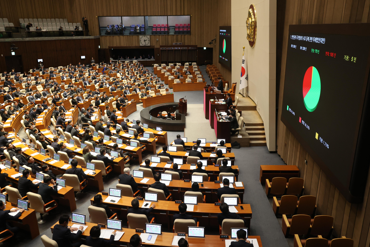 ▲우원식 국회의장이 31일 오후 서울 여의도 국회에서 열린 제420회국회(임시회) 제3차 본회의에 반인권적 국가범죄의 시효등에 관한 특례법안(대안) 가결을 선언하고 있다. (뉴시스)