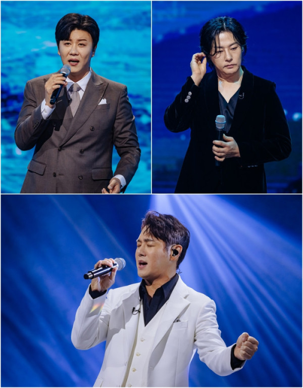 ▲'현역가왕2' 진해성, 강문경, 환희(사진제공=크레아스튜디오)