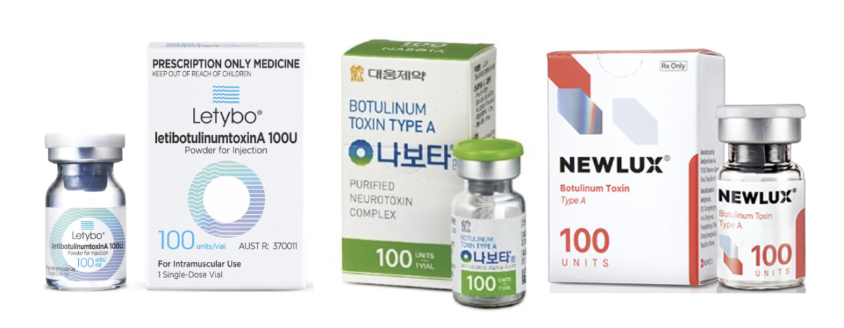 ▲왼쪽부터 휴젤 레티보, 대웅제약 나보타, 뉴메코 뉴럭스 (사진제공=각사)