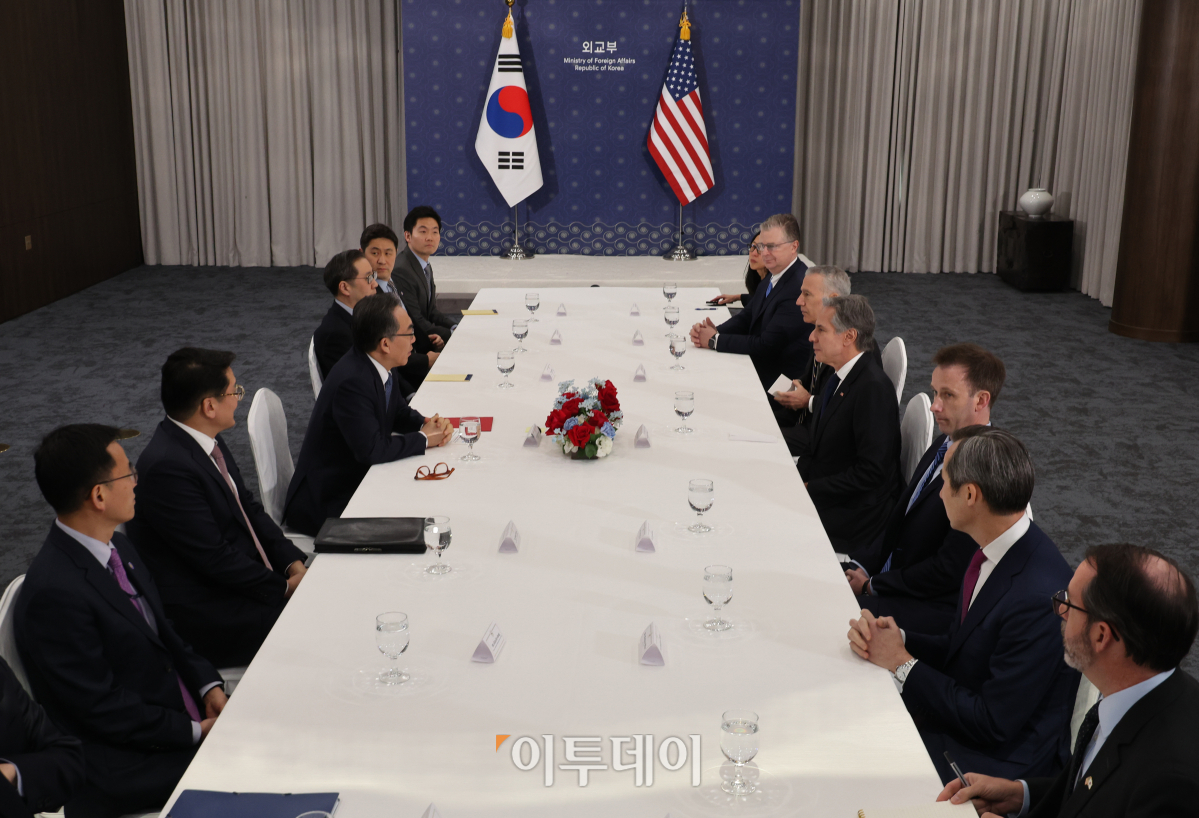 ▲6일 서울 서울 종로구 외교부 청사에서 한미 외교장관회담이 열리고 있다. 조현호 기자 hyunho@