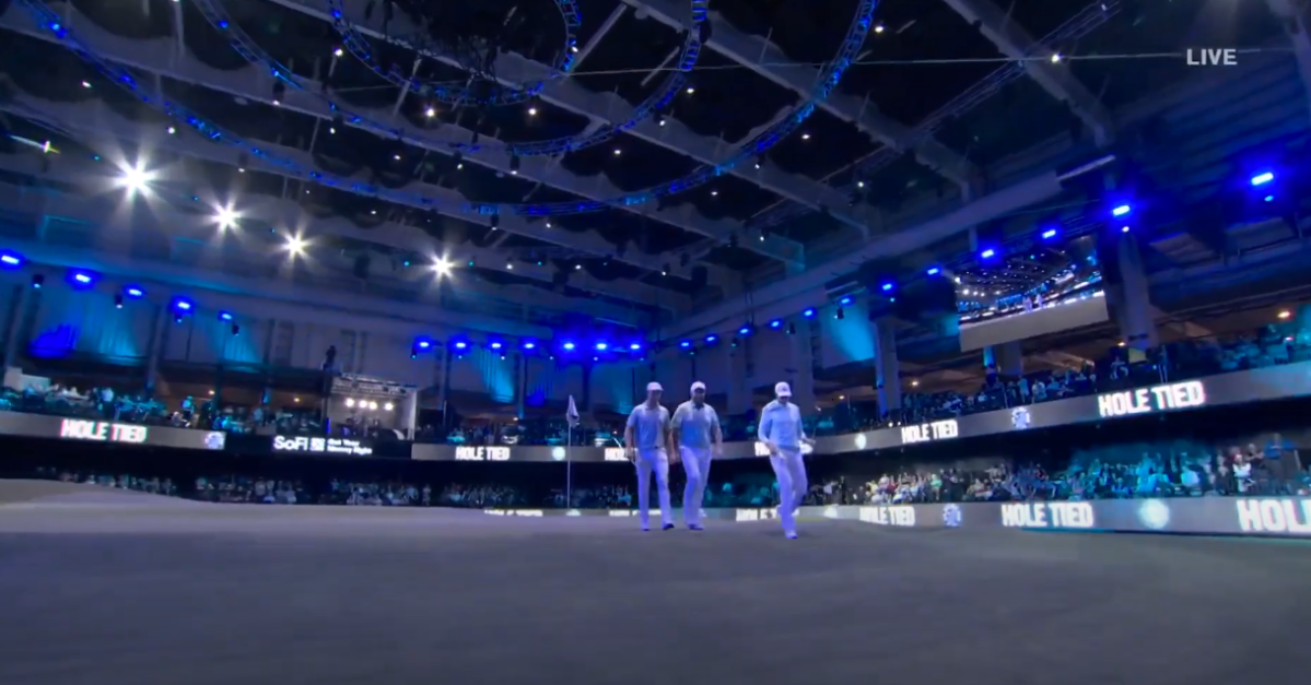 ▲선수들이 팀전을 마무리하고 경기장을 나오고 있다. (출처=TGL 유튜브 화면 캡처)