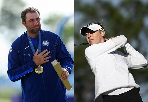 ▲스코티 셰플러(왼쪽)와 넬리 코르다 (로이터·AP/연합뉴스)