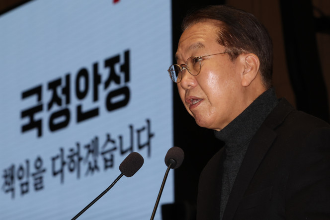 ▲권영세 국민의힘 비상대책위원장이 15일 서울 여의도 국회에서 열린 비상 의원총회에서 발언하고 있다. (연합뉴스)