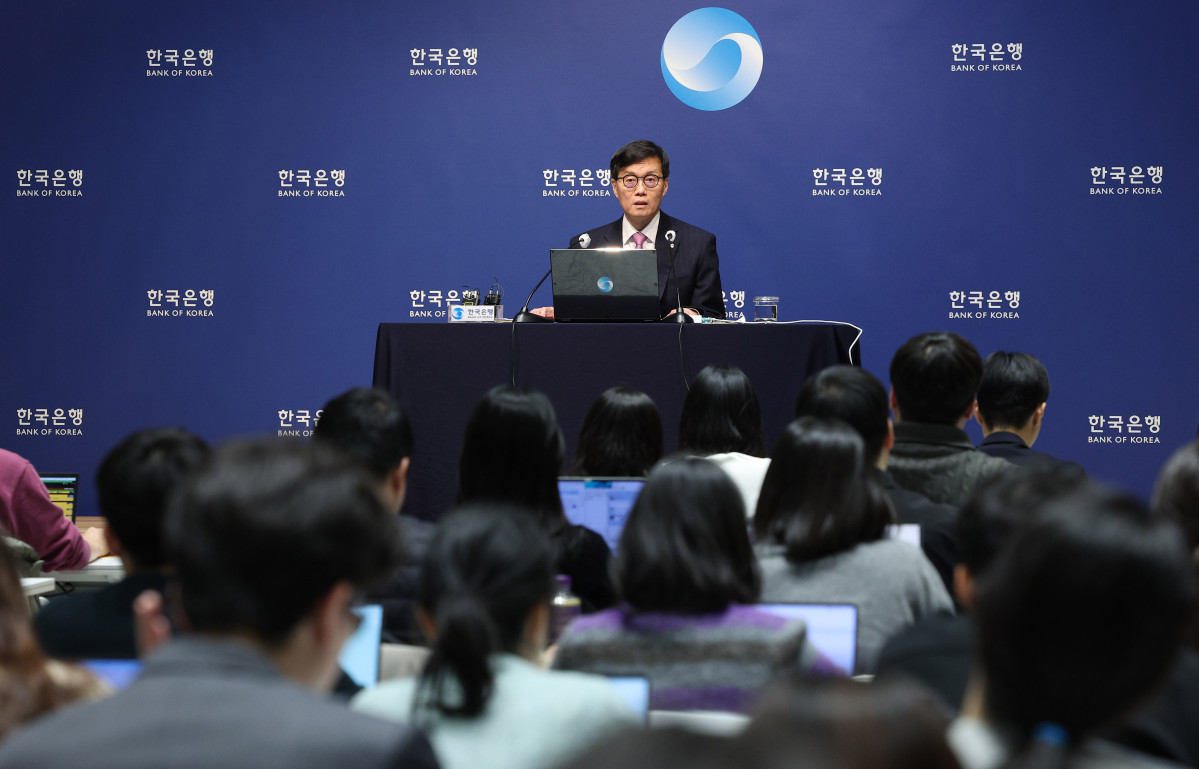 ▲이창용 한국은행 총재가 16일 서울 중구 한국은행에서 금융통화위원회 기준금리 결정에 관한 기자간담회를 갖고 있다. 사진공동취재단