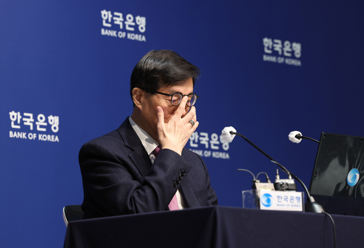 ▲이창용 한국은행 총재가 16일 서울 중구 한국은행에서 금융통화위원회 기준금리 결정에 관한 기자간담회를 갖고 있다. 사진공동취재단
