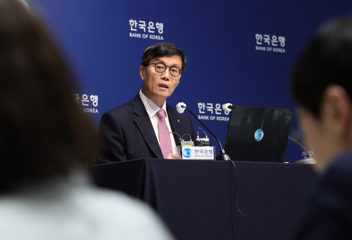 ▲이창용 한국은행 총재가 16일 서울 중구 한국은행에서 금융통화위원회 기준금리 결정에 관한 기자간담회를 갖고 있다. 사진공동취재단