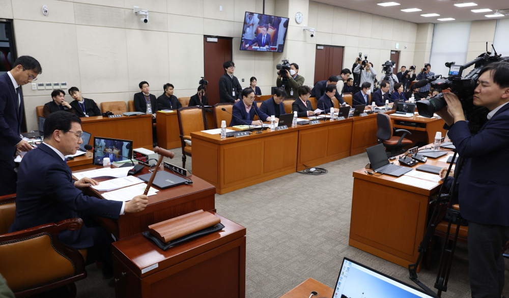 ▲20일 서울 여의도 국회에서 열린 행정안전위원회 현안질의에서 의사봉을 두드리고 있다. 신태현 기자 holjjak@ (이투데이DB)