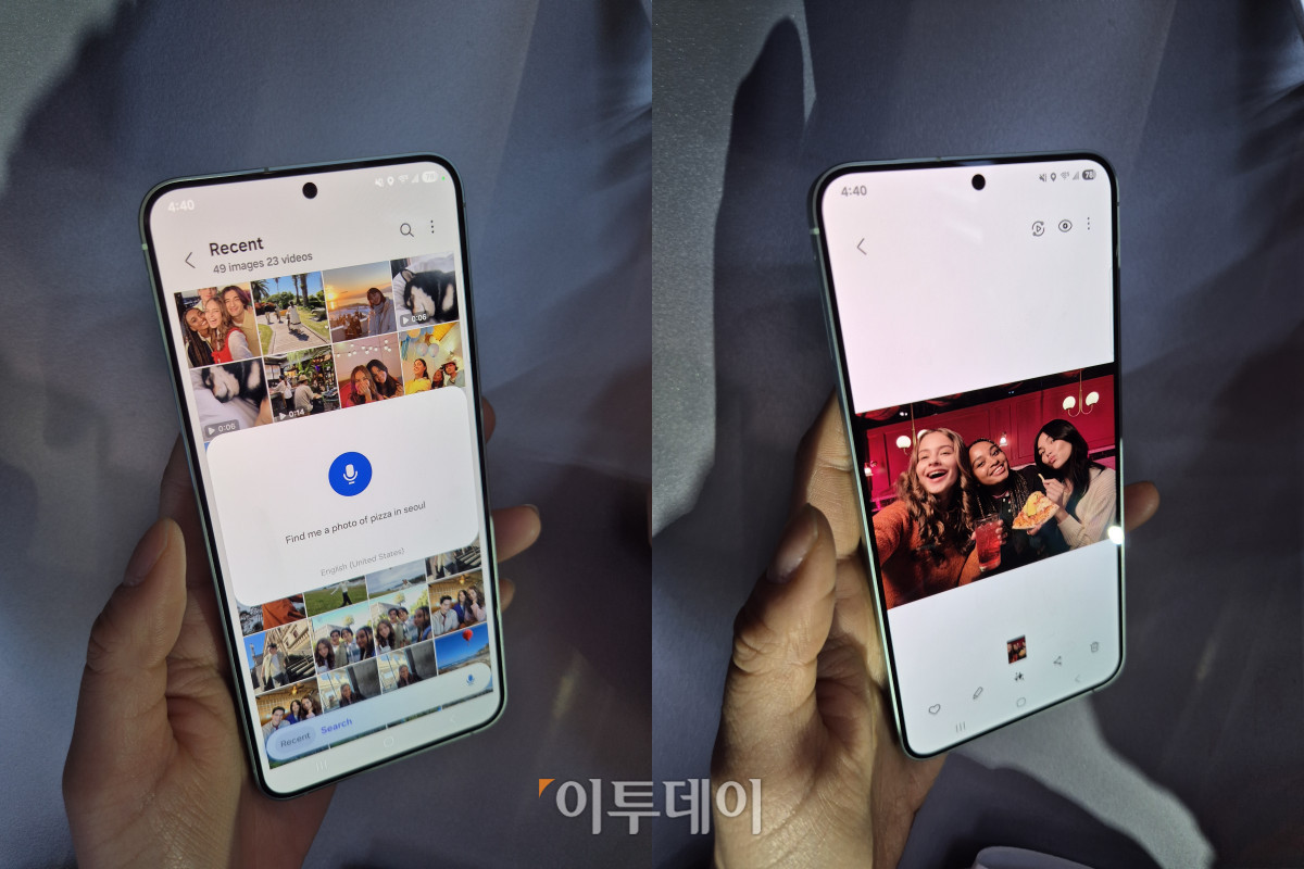 ▲사진 앱에서 특정 사진을 찾아달라고 요청하자 갤럭시 AI가 곧바로 해당 사진을 찾아줬다. (박민웅 기자 pmw7001@)